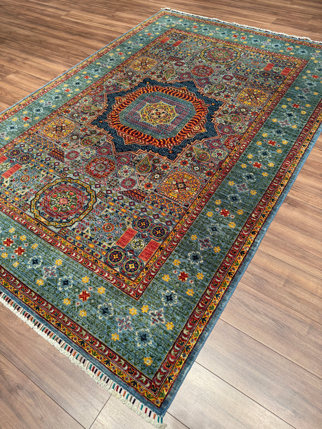 Memlük Orijinal El Dokuması Multi Kök Boya Yün Halı 195x292 5.69 Metrekare - 7x10 ft