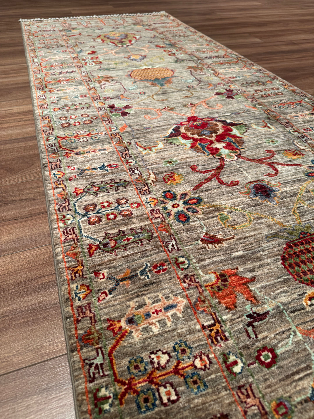 Sultani One Thousand and One Nights Runner Rug, Original Handwoven, Beige, Natural Dye Wool Carpet, 0.85x300 cm (2.55 square meters) - 3x10 ft 