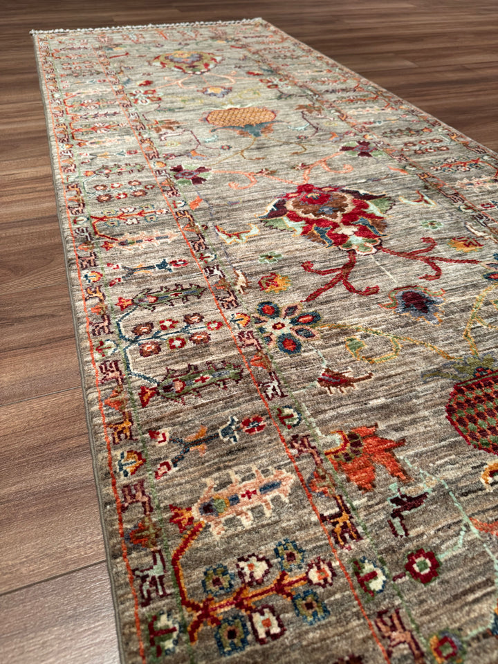 Sultani One Thousand and One Nights Runner Rug, Original Handwoven, Beige, Natural Dye Wool Carpet, 0.85x300 cm (2.55 square meters) - 3x10 ft 