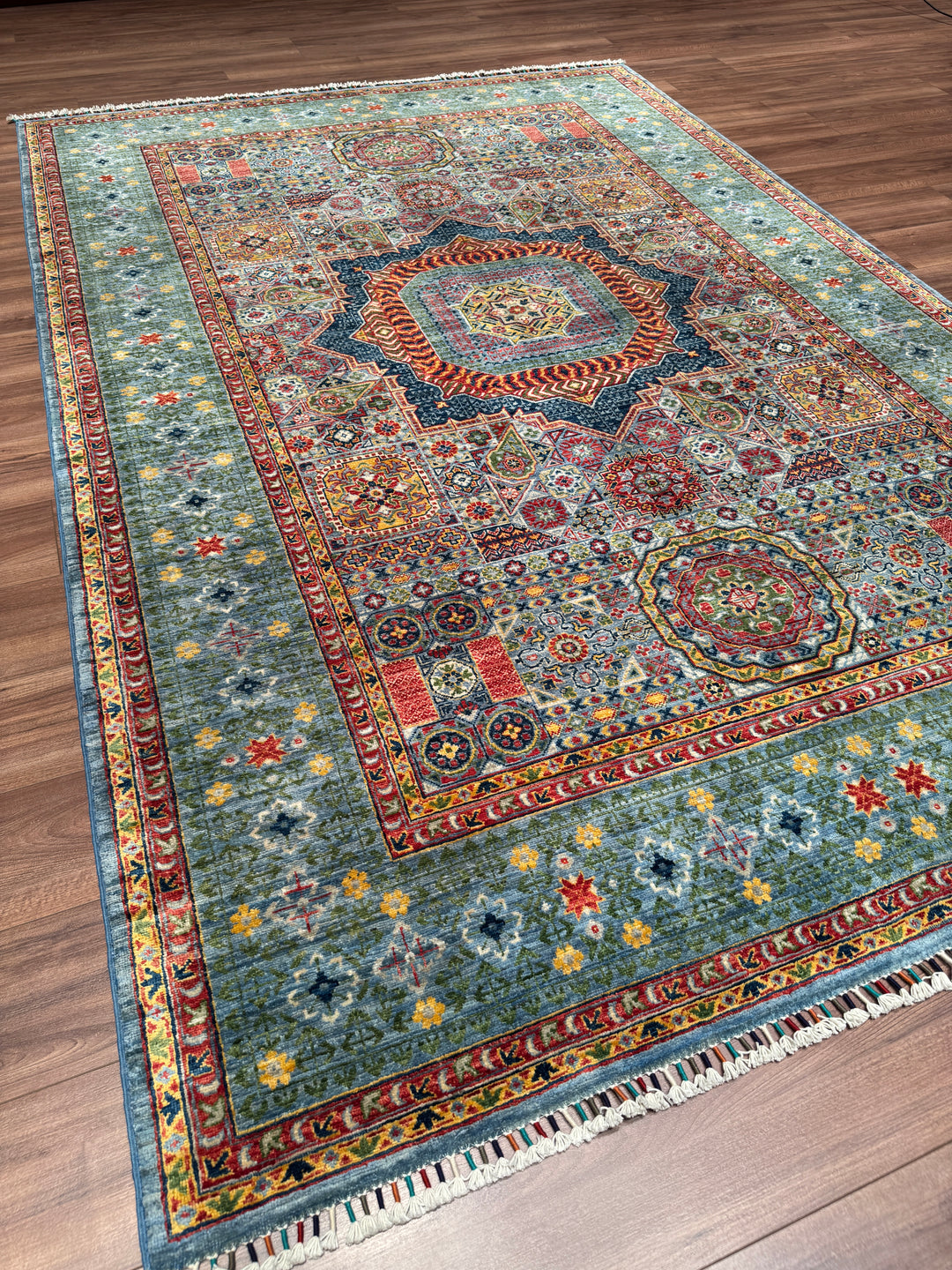 Memlük Orijinal El Dokuması Multi Kök Boya Yün Halı 195x292 5.69 Metrekare - 7x10 ft