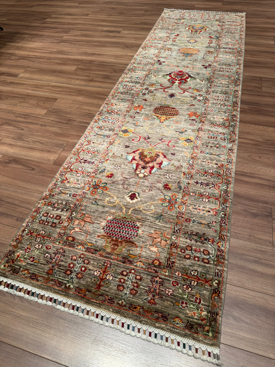 Sultani One Thousand and One Nights Runner Rug, Original Handwoven, Beige, Natural Dye Wool Carpet, 0.85x300 cm (2.55 square meters) - 3x10 ft 
