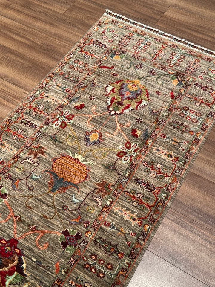 Sultani One Thousand and One Nights Runner Rug, Original Handwoven, Beige, Natural Dye Wool Carpet, 0.85x300 cm (2.55 square meters) - 3x10 ft 