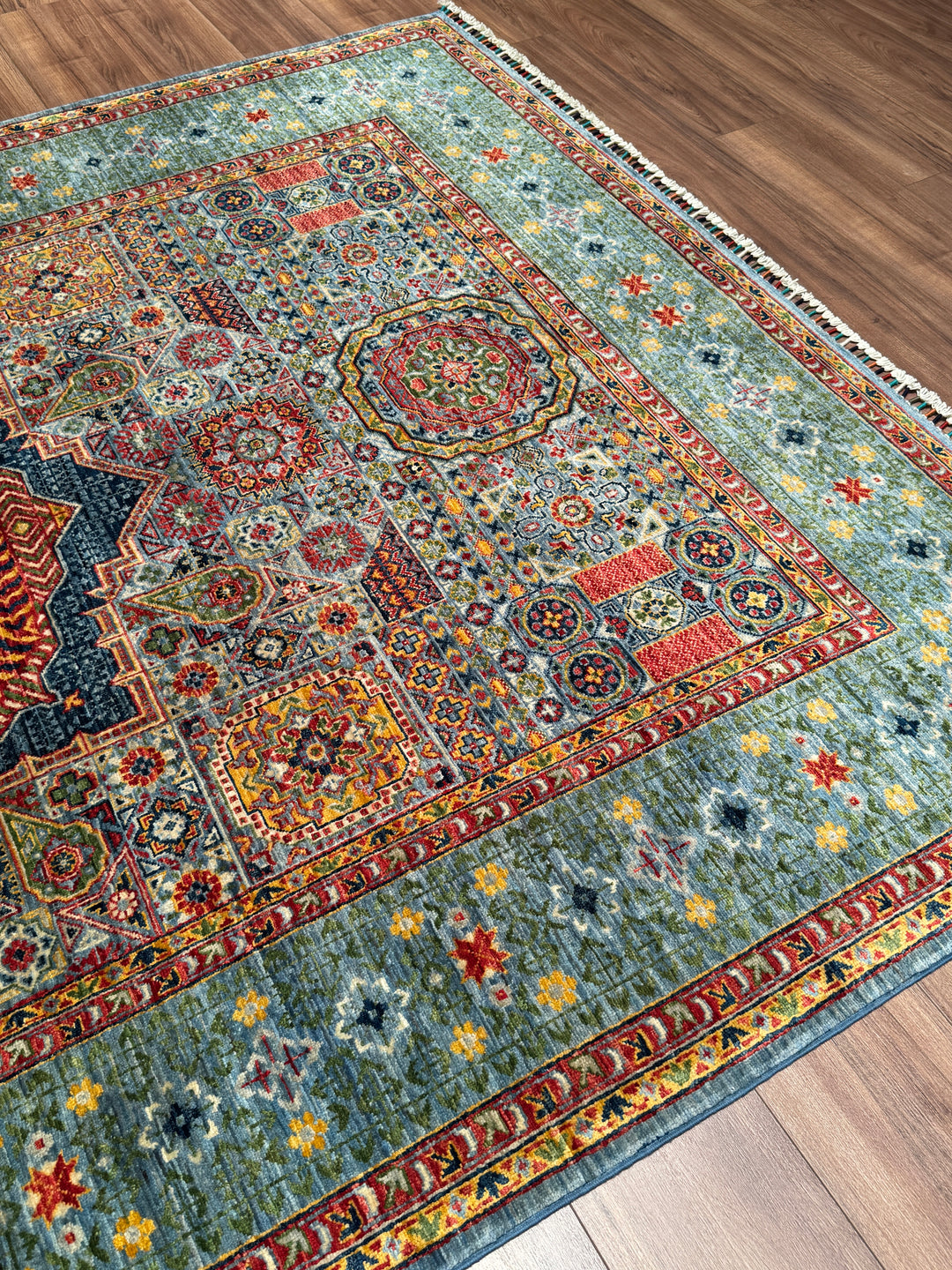 Memlük Orijinal El Dokuması Multi Kök Boya Yün Halı 195x292 5.69 Metrekare - 7x10 ft