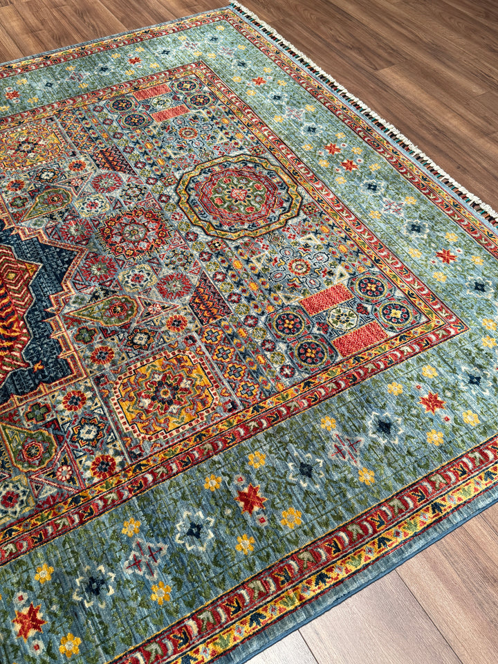 Memlük Orijinal El Dokuması Multi Kök Boya Yün Halı 195x292 5.69 Metrekare - 7x10 ft