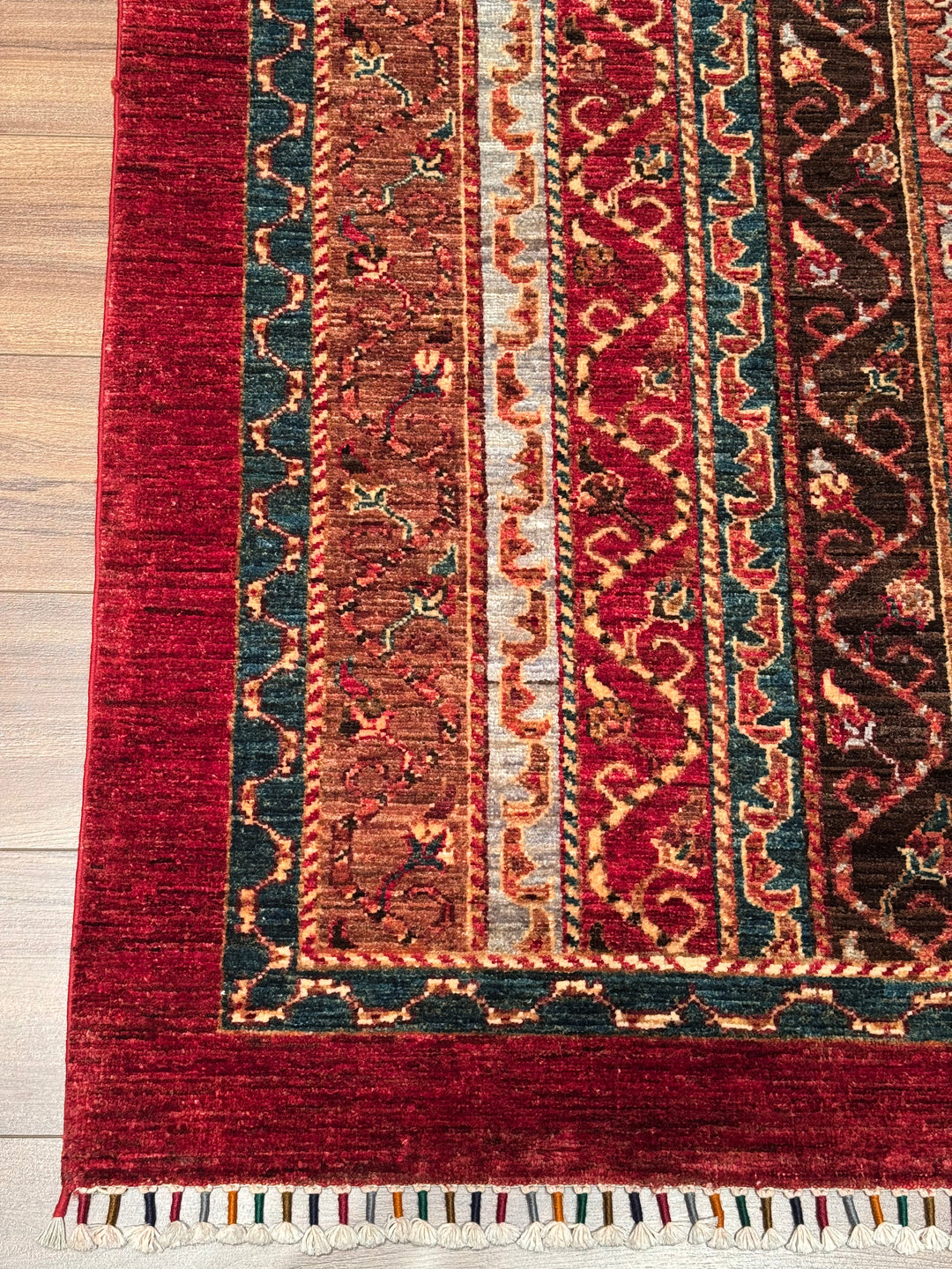 Original Handwoven Shawl Runner Red Root Dye Wool Rug 0.84x287 2.41 Square Meters - 3x9 ft 