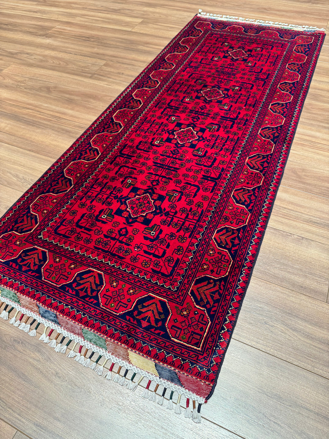 Afghan Hamyap Runner Rug, Original Handwoven, Naturally Dyed Wool, 0.81x198 cm (1.60 square meters) - 3x6 ft 