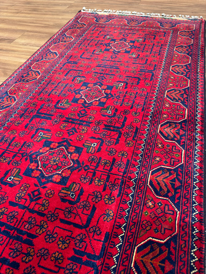 Afghan Hamyap Runner Rug, Original Handwoven, Naturally Dyed Wool, 0.81x198 cm (1.60 square meters) - 3x6 ft 