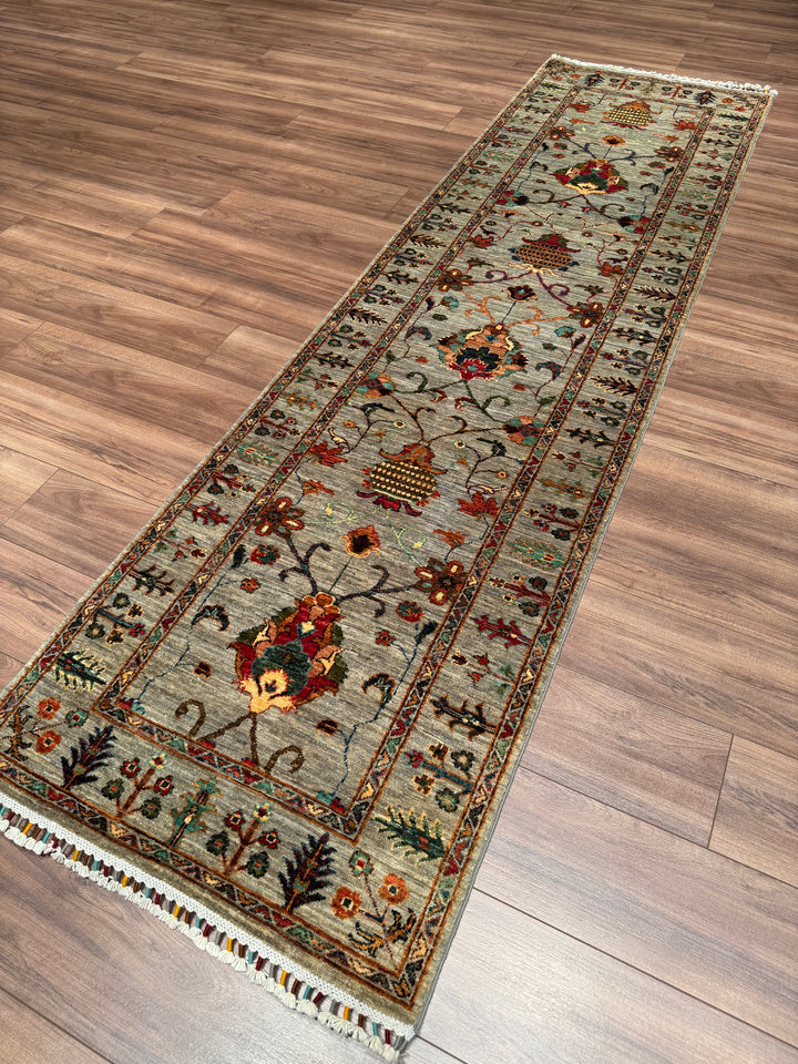 Sultani Binbirgece Yolluk Orijinal El Dokuması Gri Kök Boya Yün Halı 0.82x298 2.44 Metrekare - 3x10 ft