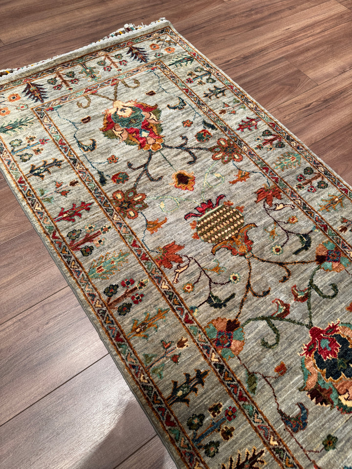 Sultani Binbirgece Yolluk Orijinal El Dokuması Gri Kök Boya Yün Halı 0.82x298 2.44 Metrekare - 3x10 ft