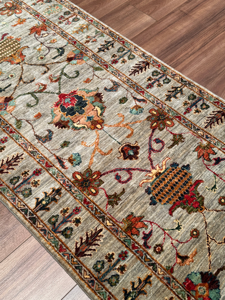 Sultani Binbirgece Yolluk Orijinal El Dokuması Gri Kök Boya Yün Halı 0.82x298 2.44 Metrekare - 3x10 ft