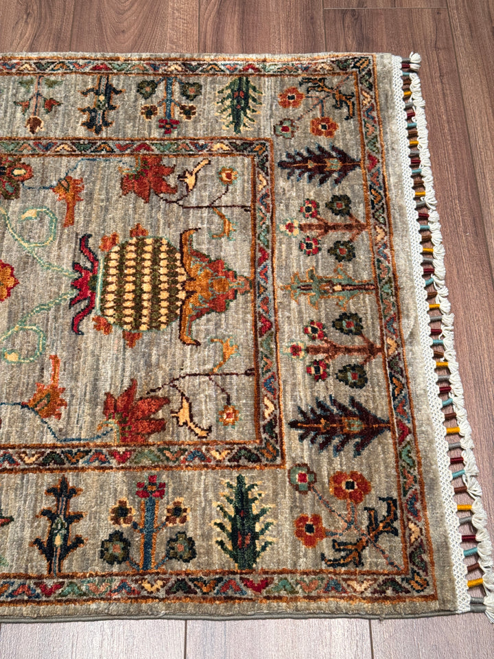 Sultani Binbirgece Yolluk Orijinal El Dokuması Gri Kök Boya Yün Halı 0.82x298 2.44 Metrekare - 3x10 ft