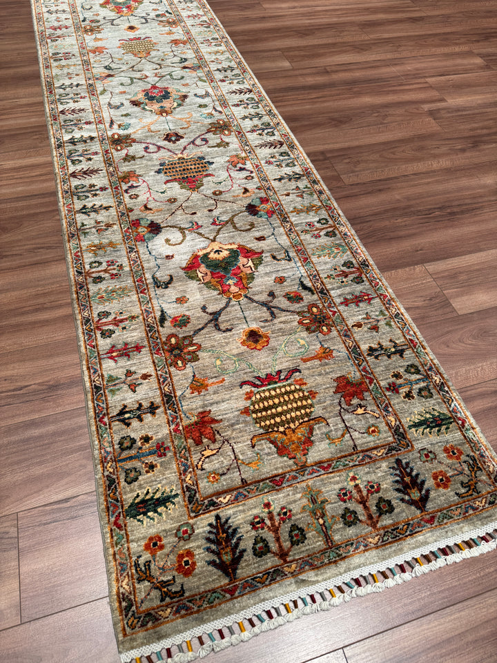 Sultani Binbirgece Yolluk Orijinal El Dokuması Gri Kök Boya Yün Halı 0.82x298 2.44 Metrekare - 3x10 ft