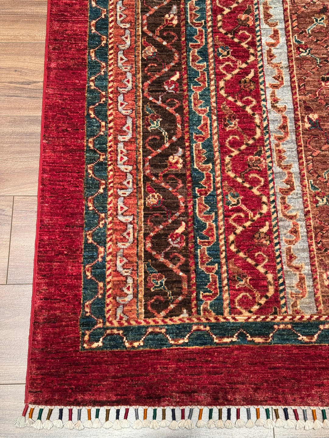 Original Handwoven Shawl Runner Red Root Dye Wool Rug 0.82x2.89 2.37 Square Meters - 3x9 ft 