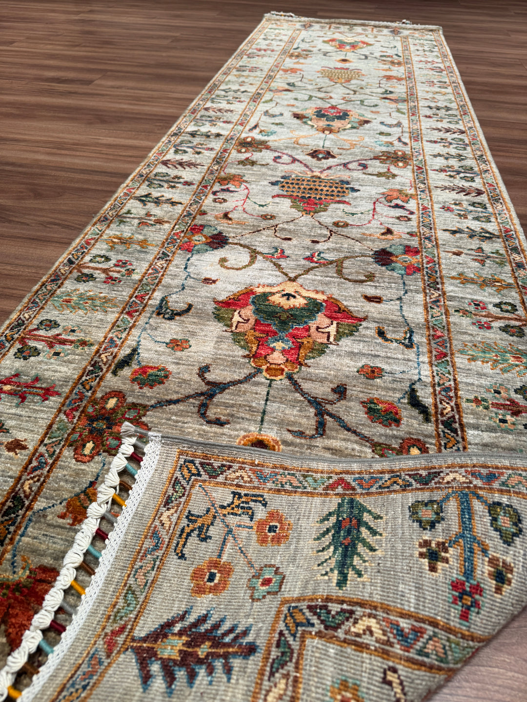 Sultani Binbirgece Yolluk Orijinal El Dokuması Gri Kök Boya Yün Halı 0.82x298 2.44 Metrekare - 3x10 ft