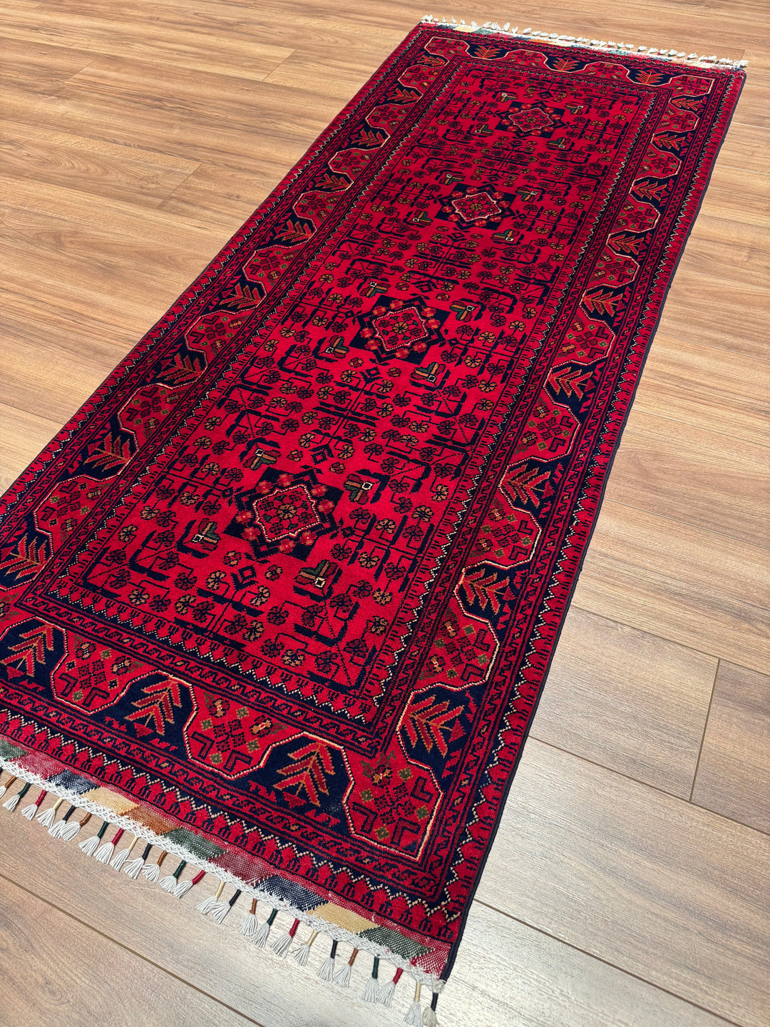 Afghan Hamyap Runner Rug, Original Handwoven, Natural Dyed Wool, 0.83x202 cm (1.68 square meters) - 3x6 ft