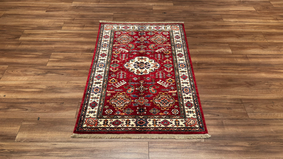 Şirvan Orjinal El Dokuması Kırmızı Kök Boya Yün Halı 0.99x144 1.43 Metrekare - 3x4 ft