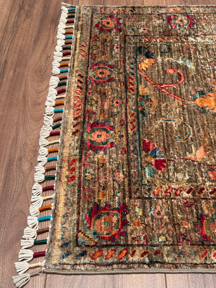 Sultani One Thousand and One Nights Runner Rug, Original Handwoven, Beige, Natural Dye Wool Carpet, 0.81x348 (2.82 Square Meters) - 3x11 ft 