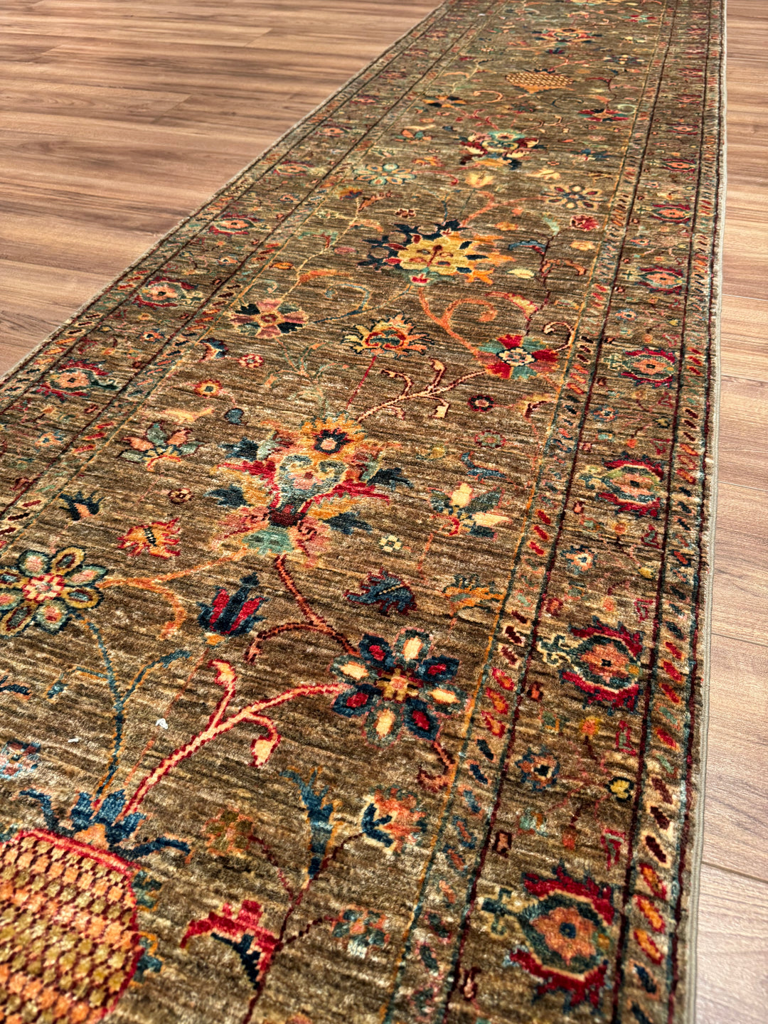 Sultani One Thousand and One Nights Runner Rug, Original Handwoven, Beige, Natural Dye Wool Carpet, 0.81x348 (2.82 Square Meters) - 3x11 ft 