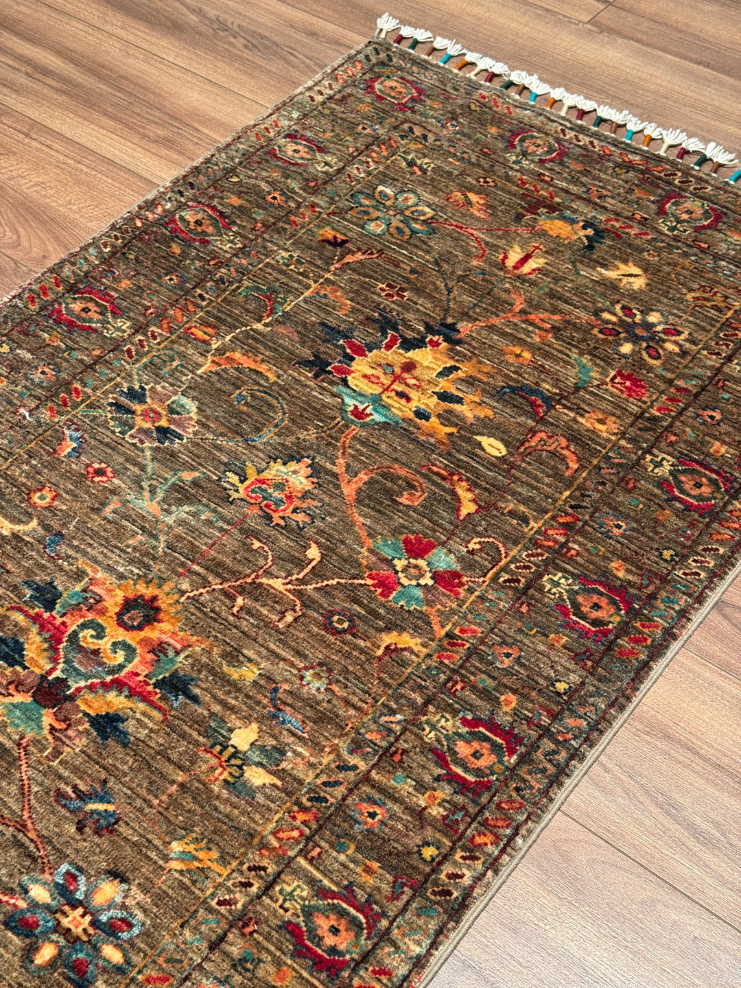 Sultani One Thousand and One Nights Runner Rug, Original Handwoven, Beige, Natural Dye Wool Carpet, 0.81x348 (2.82 Square Meters) - 3x11 ft 