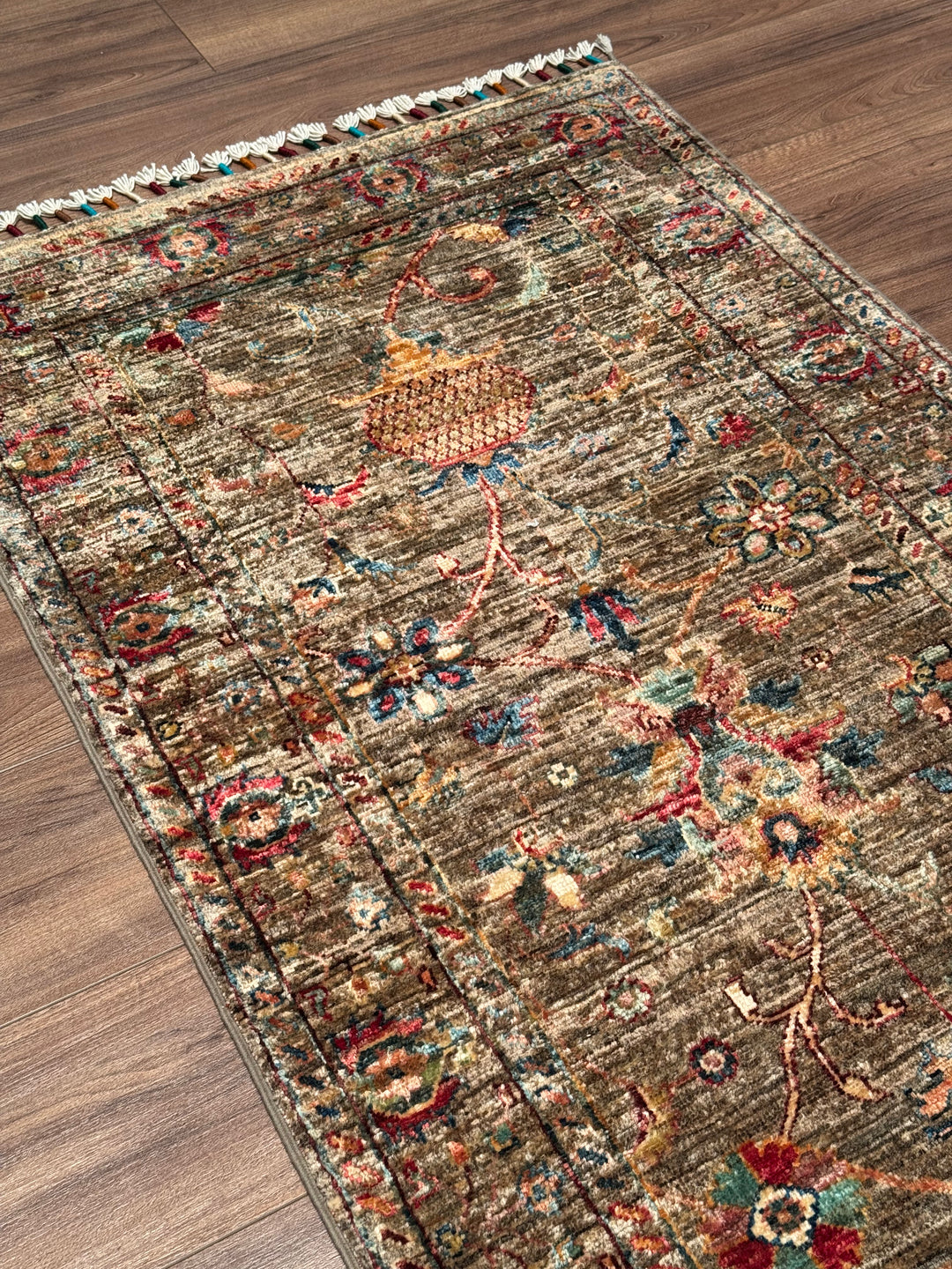 Sultani One Thousand and One Nights Runner Rug, Original Handwoven, Beige, Natural Dye Wool Carpet, 0.81x348 (2.82 Square Meters) - 3x11 ft 