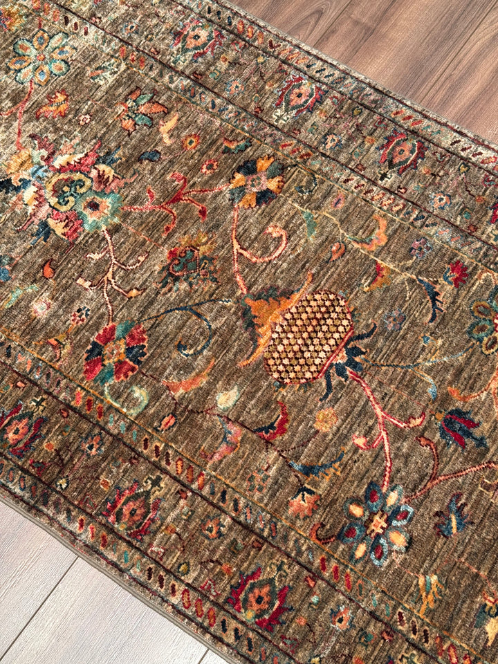 Sultani One Thousand and One Nights Runner Rug, Original Handwoven, Beige, Natural Dye Wool Carpet, 0.81x348 (2.82 Square Meters) - 3x11 ft 