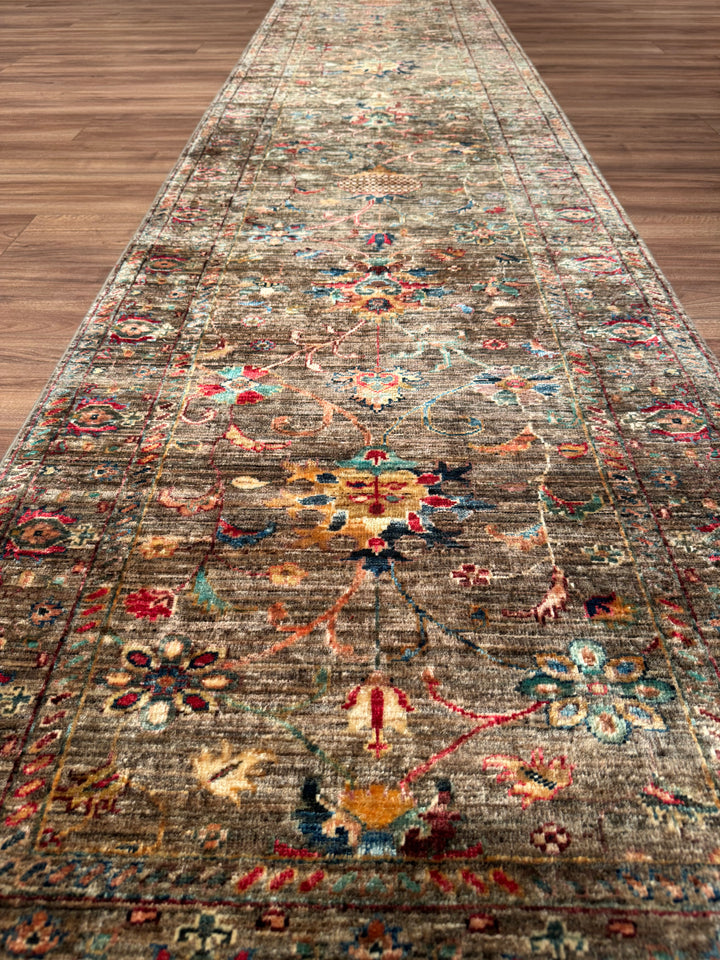 Sultani One Thousand and One Nights Runner Rug, Original Handwoven, Beige, Natural Dye Wool Carpet, 0.81x348 (2.82 Square Meters) - 3x11 ft 