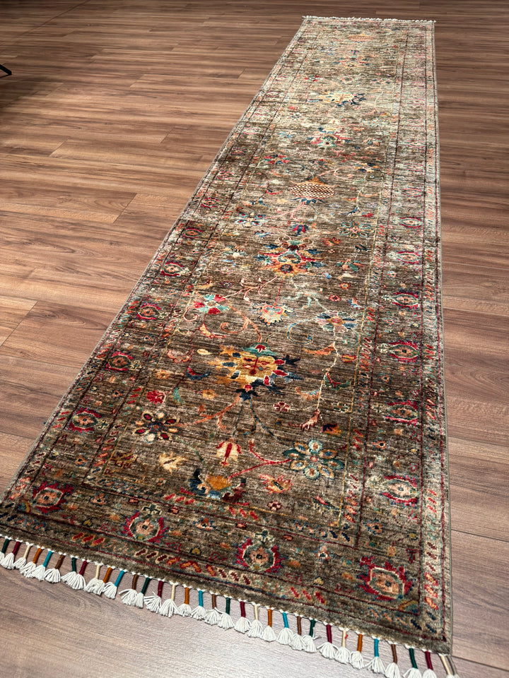 Sultani One Thousand and One Nights Runner Rug, Original Handwoven, Beige, Natural Dye Wool Carpet, 0.81x348 (2.82 Square Meters) - 3x11 ft 