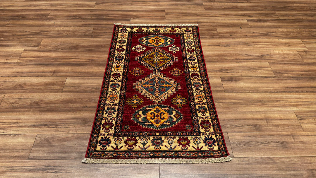 Şirvan Orjinal El Dokuması Kırmızı Kök Boya Yün Halı 0.94x159 1.49 Metrekare - 3x4 ft