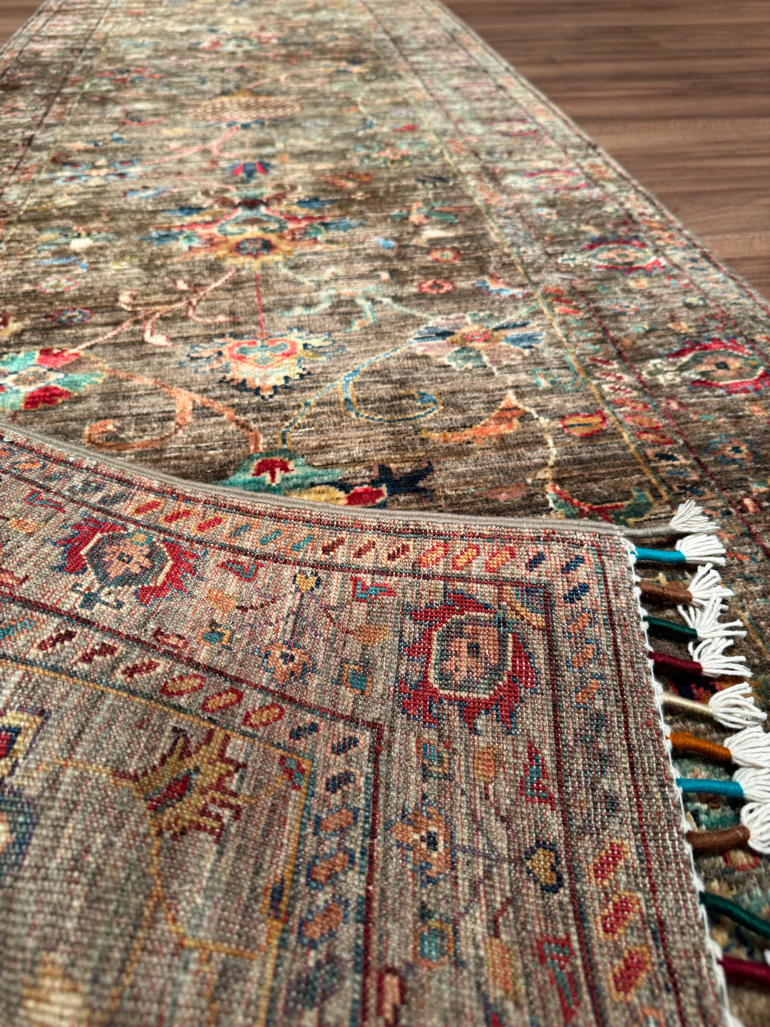 Sultani One Thousand and One Nights Runner Rug, Original Handwoven, Beige, Natural Dye Wool Carpet, 0.81x348 (2.82 Square Meters) - 3x11 ft 