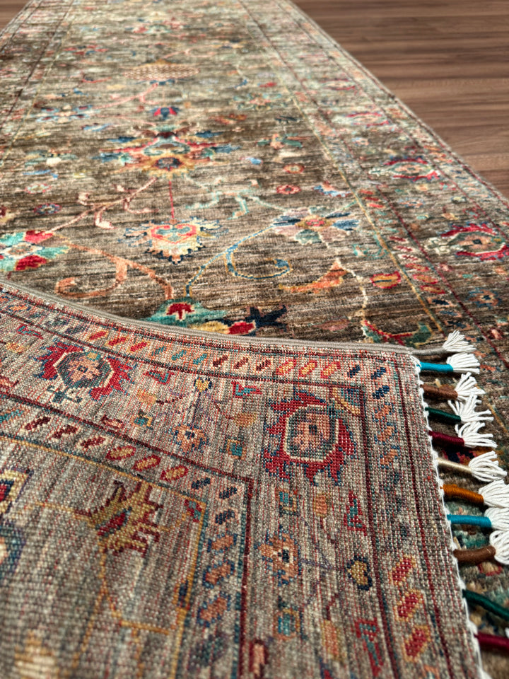 Sultani One Thousand and One Nights Runner Rug, Original Handwoven, Beige, Natural Dye Wool Carpet, 0.81x348 (2.82 Square Meters) - 3x11 ft 