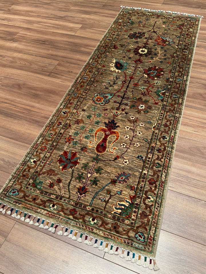 Sultani One Thousand and One Nights Runner Rug, Original Handwoven, Beige, Natural Dye Wool Carpet, 0.75x209 cm (1.57 square meters) - 3x7 ft 