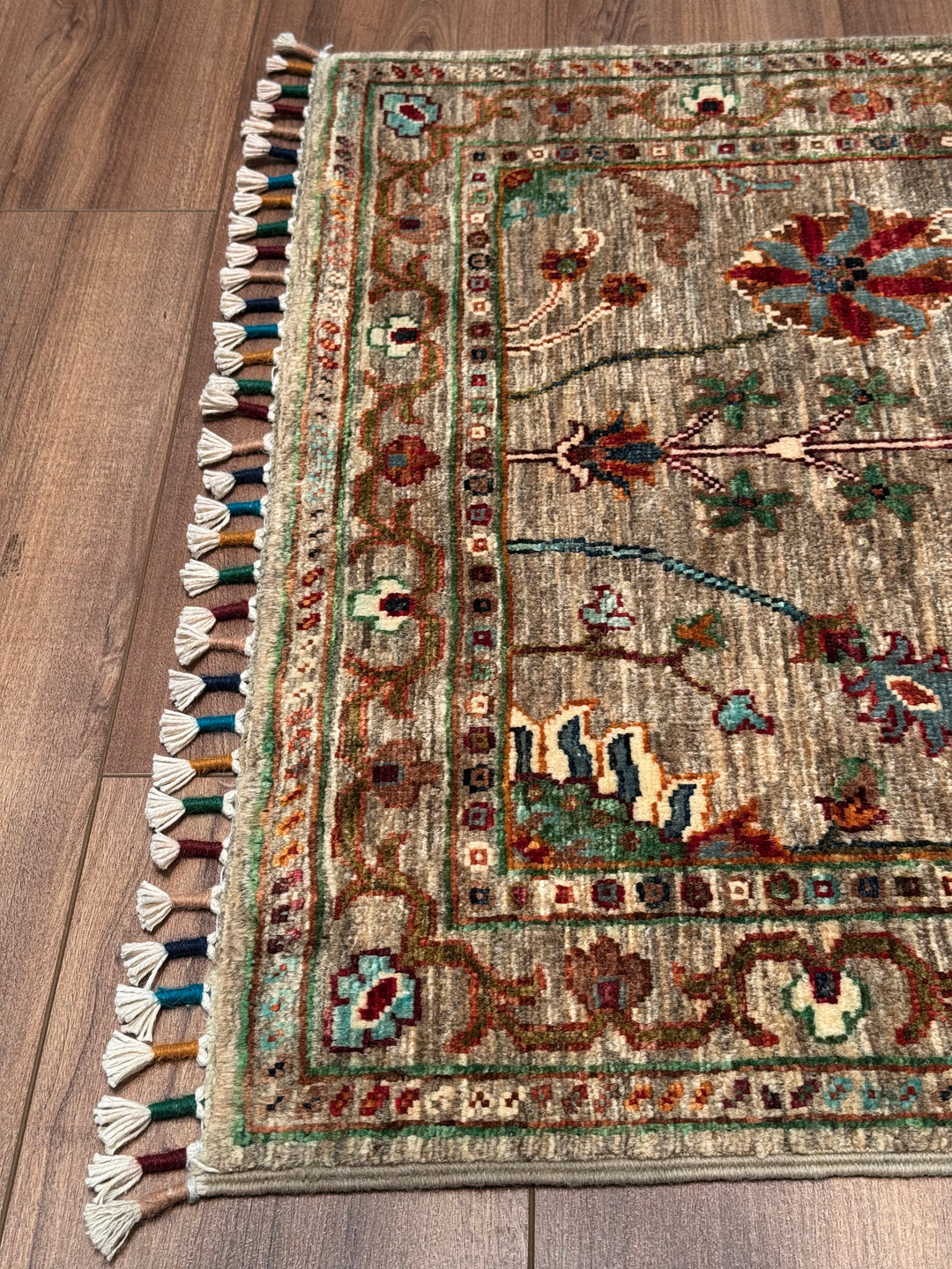 Sultani One Thousand and One Nights Runner Rug, Original Handwoven, Beige, Natural Dye Wool Carpet, 0.75x209 cm (1.57 square meters) - 3x7 ft 