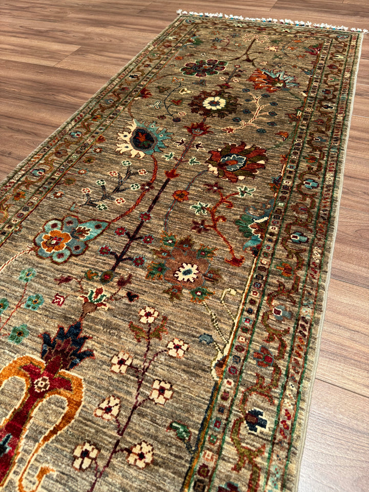 Sultani One Thousand and One Nights Runner Rug, Original Handwoven, Beige, Natural Dye Wool Carpet, 0.75x209 cm (1.57 square meters) - 3x7 ft 