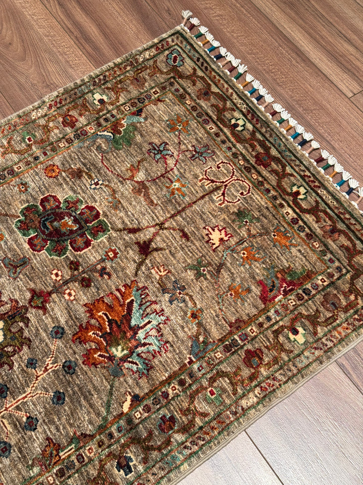 Sultani One Thousand and One Nights Runner Rug, Original Handwoven, Beige, Natural Dye Wool Carpet, 0.75x209 cm (1.57 square meters) - 3x7 ft 