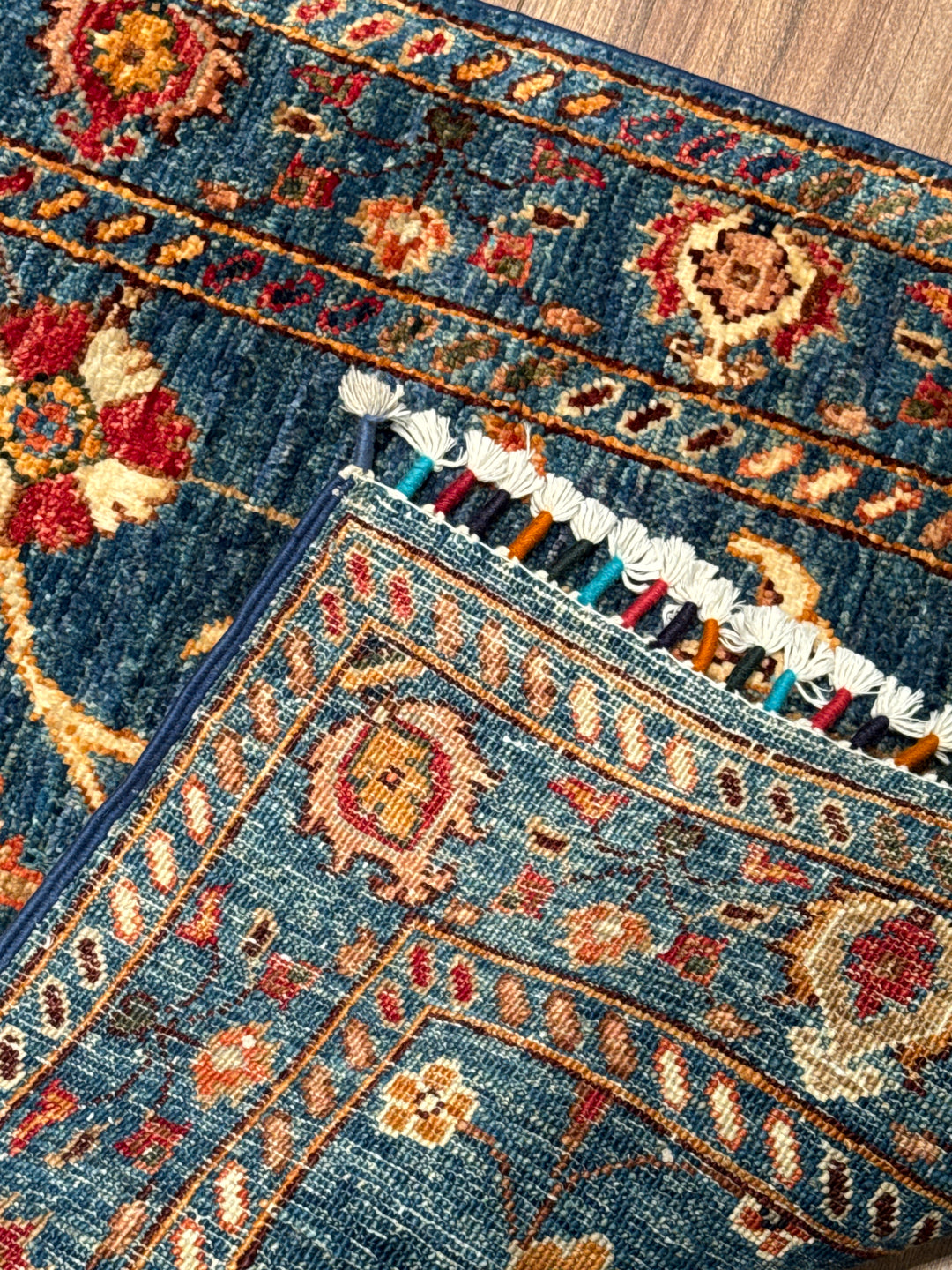 Sultani Binbirgece Uzun Yolluk Orijinal El Dokuması Lacivert Kök Boya Yün Halı 0.75x493 3.70 Metrekare - 3x16 ft