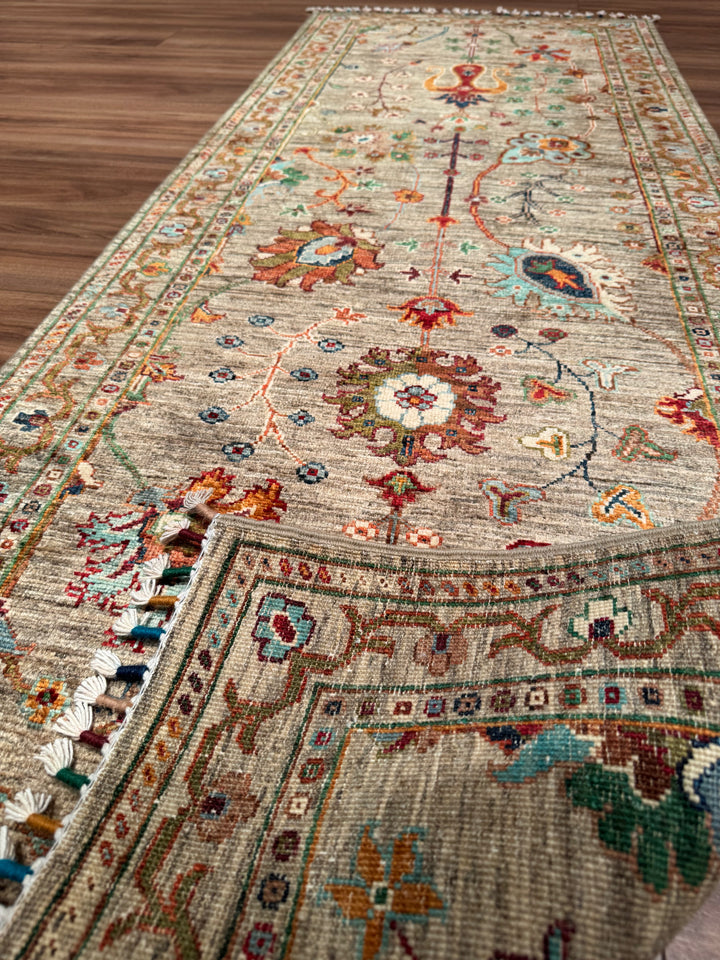 Sultani One Thousand and One Nights Runner Rug, Original Handwoven, Beige, Natural Dye Wool Carpet, 0.75x209 cm (1.57 square meters) - 3x7 ft 