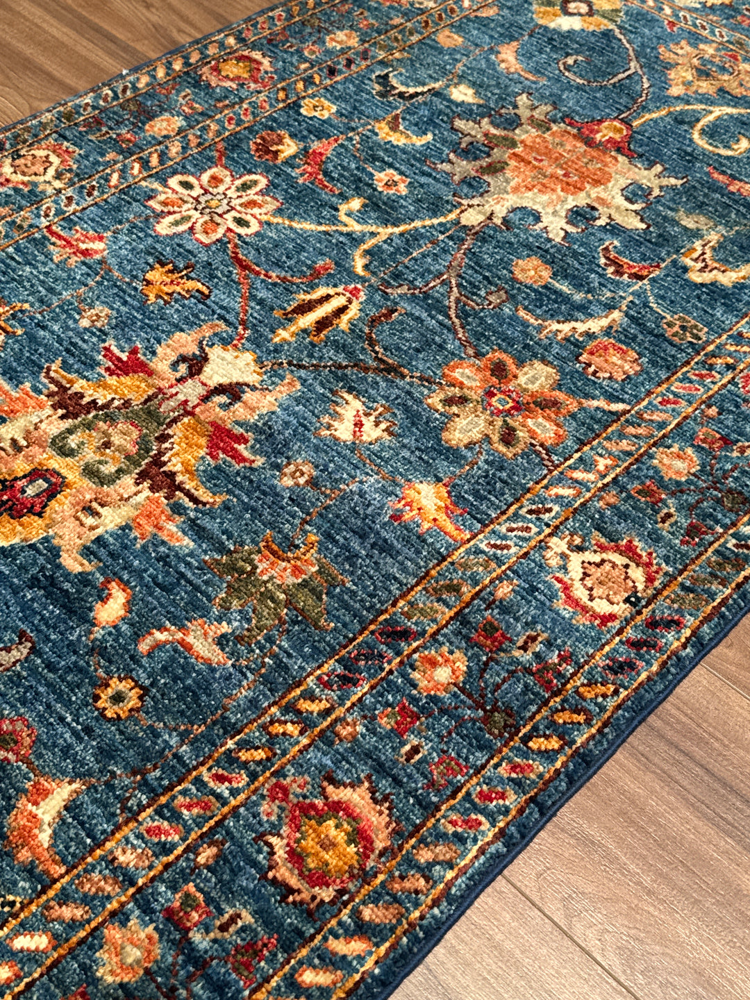 Sultani Binbirgece Uzun Yolluk Orijinal El Dokuması Lacivert Kök Boya Yün Halı 0.75x493 3.70 Metrekare - 3x16 ft