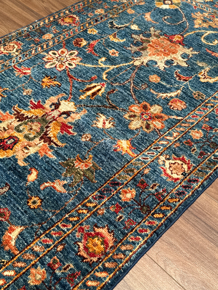 Sultani Binbirgece Uzun Yolluk Orijinal El Dokuması Lacivert Kök Boya Yün Halı 0.75x493 3.70 Metrekare - 3x16 ft