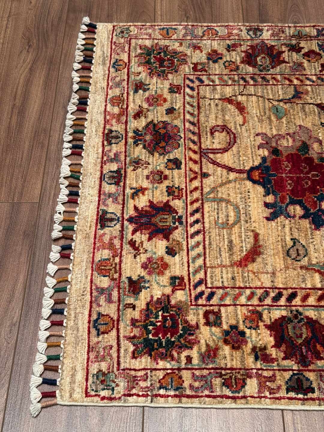 Sultani One Thousand and One Nights Runner Rug, Original Handwoven, Beige, Natural Dye Wool Carpet, 0.82x283 cm (2.32 square meters) - 3x8 ft 