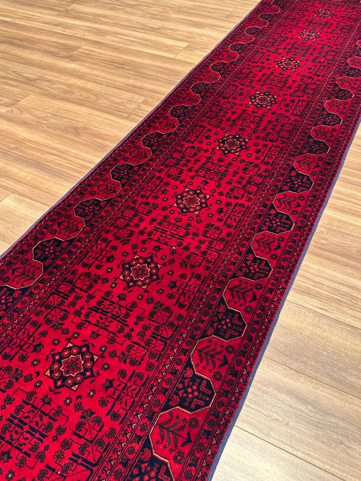 Afgan Halısı Yolluk Bilcik Orijinal El Dokuması Kök Boya Yün 0.82x393 3.22 Metrekare - 3x13 ft