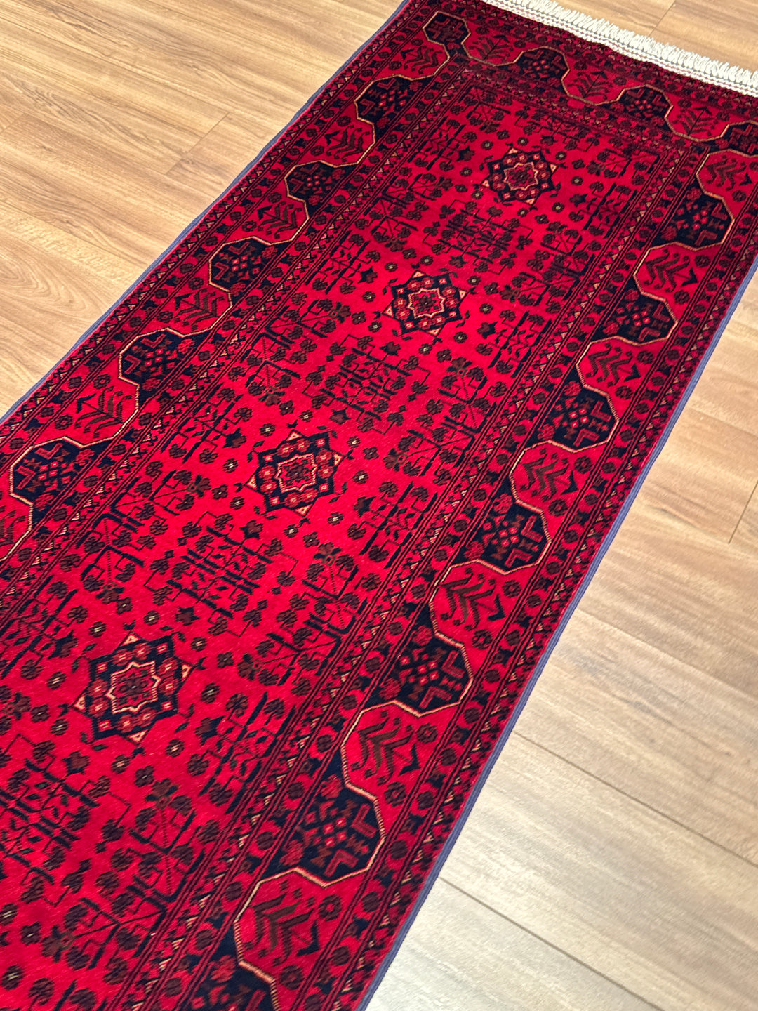 Afgan Halısı Yolluk Bilcik Orijinal El Dokuması Kök Boya Yün 0.82x393 3.22 Metrekare - 3x13 ft