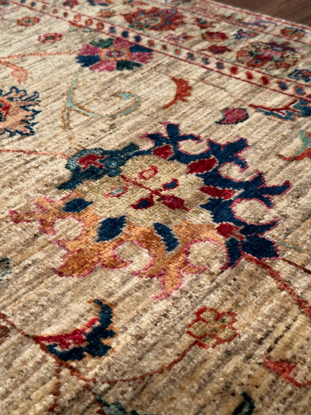 Sultani One Thousand and One Nights Runner Rug, Original Handwoven, Beige, Natural Dye Wool Carpet, 0.82x283 cm (2.32 square meters) - 3x8 ft 