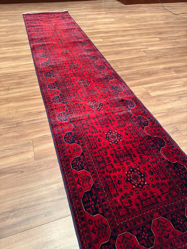 Afgan Halısı Yolluk Bilcik Orijinal El Dokuması Kök Boya Yün 0.82x393 3.22 Metrekare - 3x13 ft