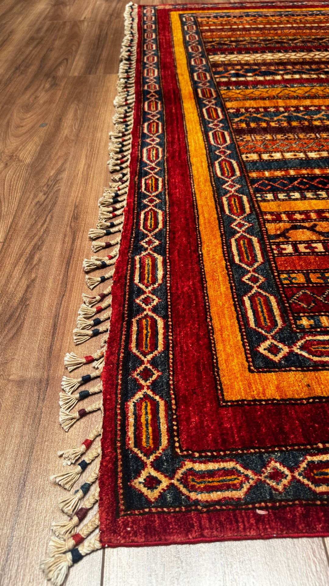 Shawl Original Hand Woven Red Root Dye Wool Carpet 195x291 5.67 Square Meters - 6x9 ft 