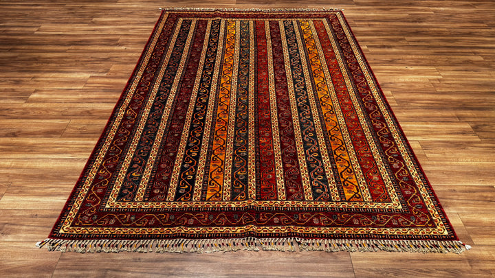 Shawl Original Hand Woven Red Root Dye Wool Carpet 201x288 5.79 Square Meters - 6x9 ft 