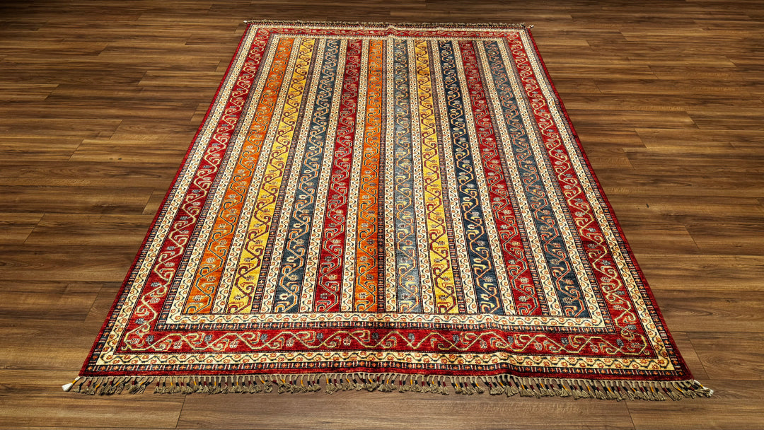 Shawl Original Hand Woven Red Root Dye Wool Carpet 201x288 5.79 Square Meters - 6x9 ft 