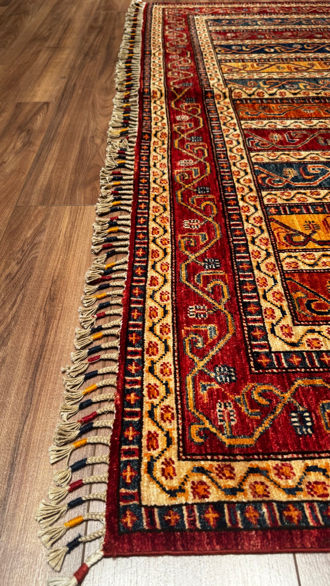 Shawl Original Hand Woven Red Root Dye Wool Carpet 201x288 5.79 Square Meters - 6x9 ft 