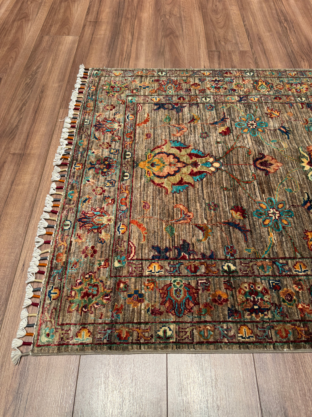Sultani Binbirgece Orijinal El Dokuması Bej Kök Boya Yün Halı 105x157 1.65 Metrekare - 3x5 ft
