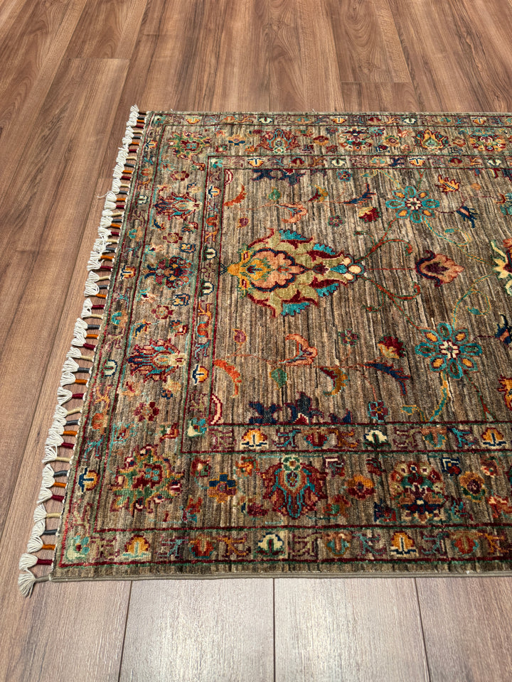 Sultani Binbirgece Orijinal El Dokuması Bej Kök Boya Yün Halı 105x157 1.65 Metrekare - 3x5 ft