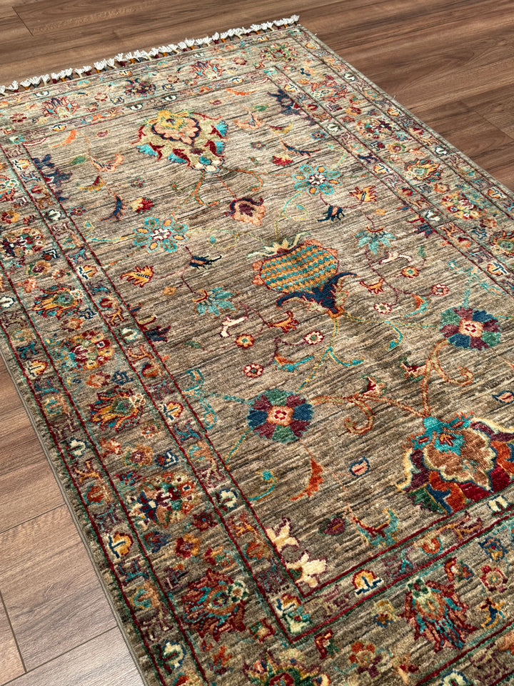 Sultani Binbirgece Orijinal El Dokuması Bej Kök Boya Yün Halı 105x157 1.65 Metrekare - 3x5 ft